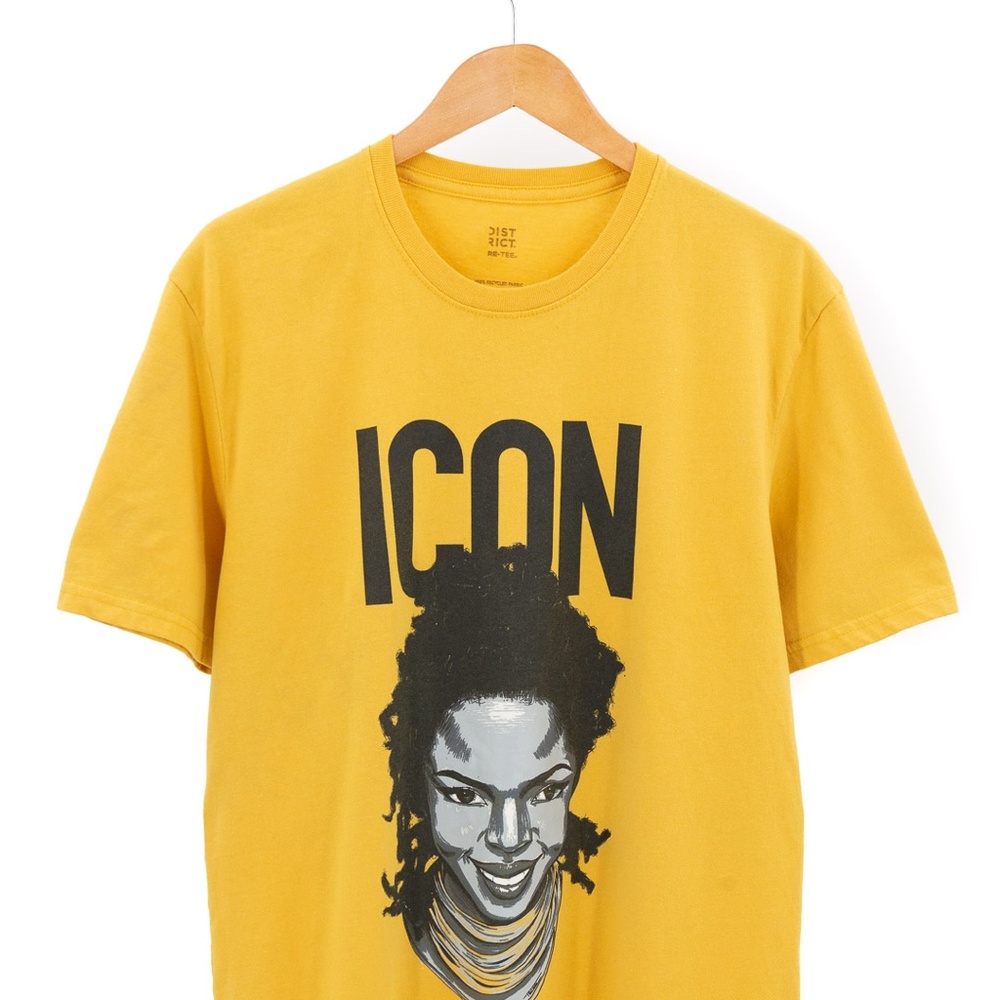 Women's District Re-Tee Lauren Hill Icon Size Large Yellow Recycled T-shirt